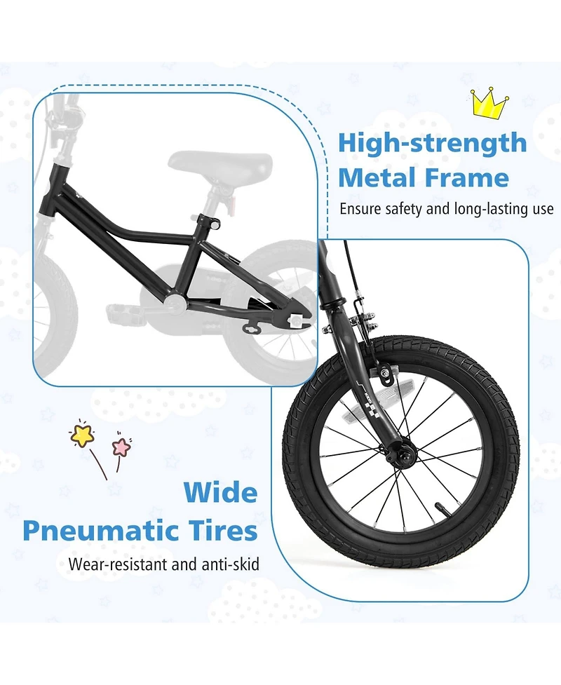Inch Kids Bike with Removable Training Wheels for Aged 3-8 Years Old