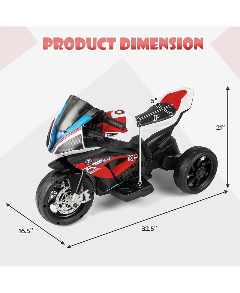 12V Licensed Bmw Kids Motorcycle Ride-On Toy for 37-96 Months Old Kids