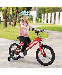 16 Inch Kids Bike with Led Lights Adjustable Carbon Steel Bicycle for 4-8 Years Old