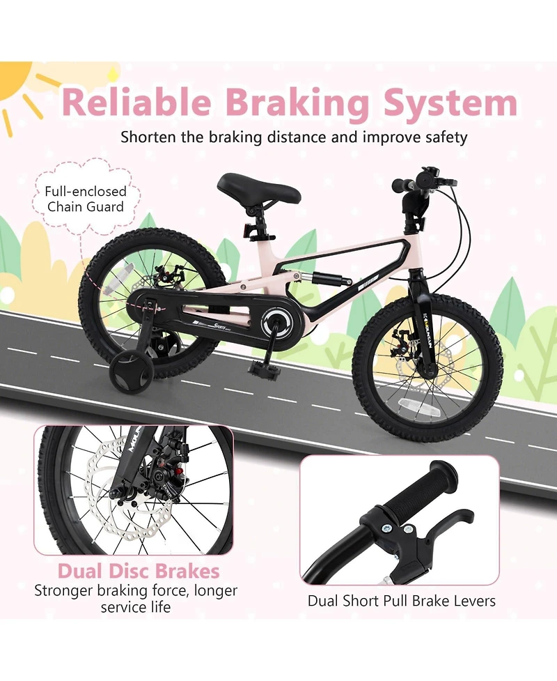 16 Inch Kids Bike Lightweight with Detachable Training Wheels for Aged 4 to 7