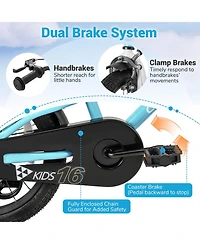 Kids Bike 16-Inch Children Training Bicycle with 2 Brake for 3-8 Years Old