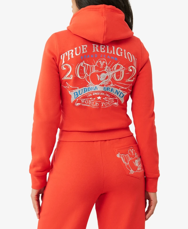 True Religion Women's Lurex Buddha Zip Up Hoodie