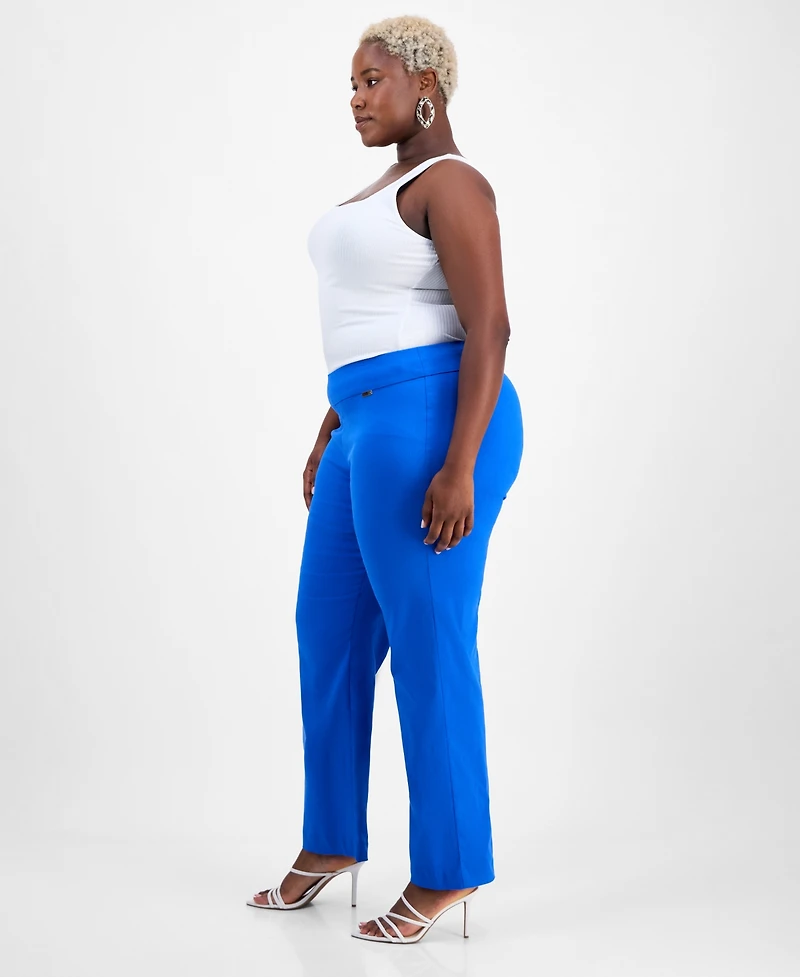 I.n.c. International Concepts Plus Mid-Rise Pull-On Straight-Leg Pants, Created for Macy's