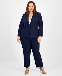 Le Suit Women's Notch-Collar One-Button Pantsuit Set