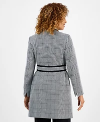 Le Suit Women's Framed Plaid Belted Wide-Leg Pantsuit