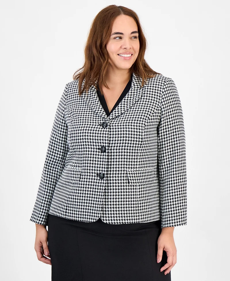 Le Suit Plus Pencil Skirt Houndstooth