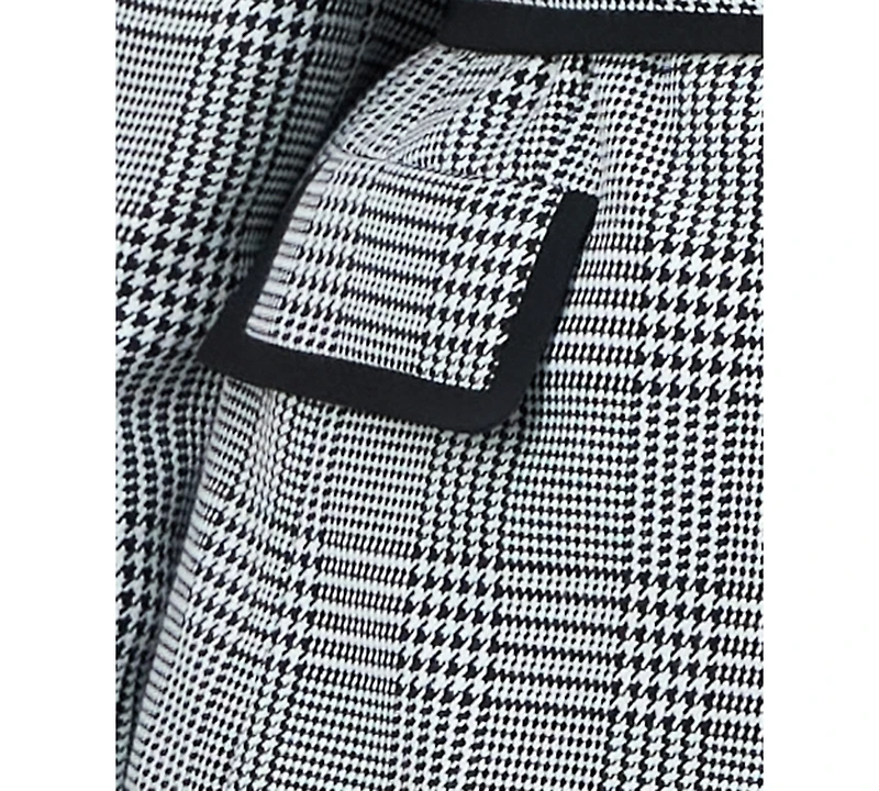 Le Suit Plus Framed Plaid Belted Wide-Leg Pantsuit