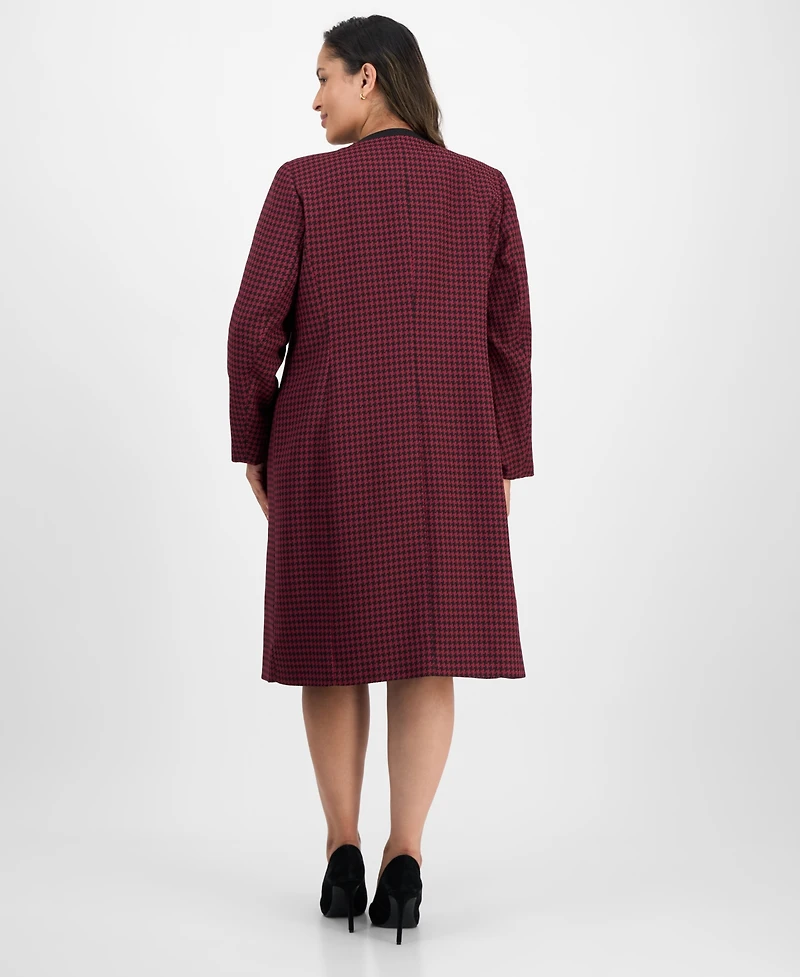 Le Suit Plus Houndstooth Topper Jacket & Sleeveless Dress Set
