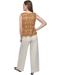 Dkny Jeans Petite Scoop-Neck Sleeveless Crochet Top