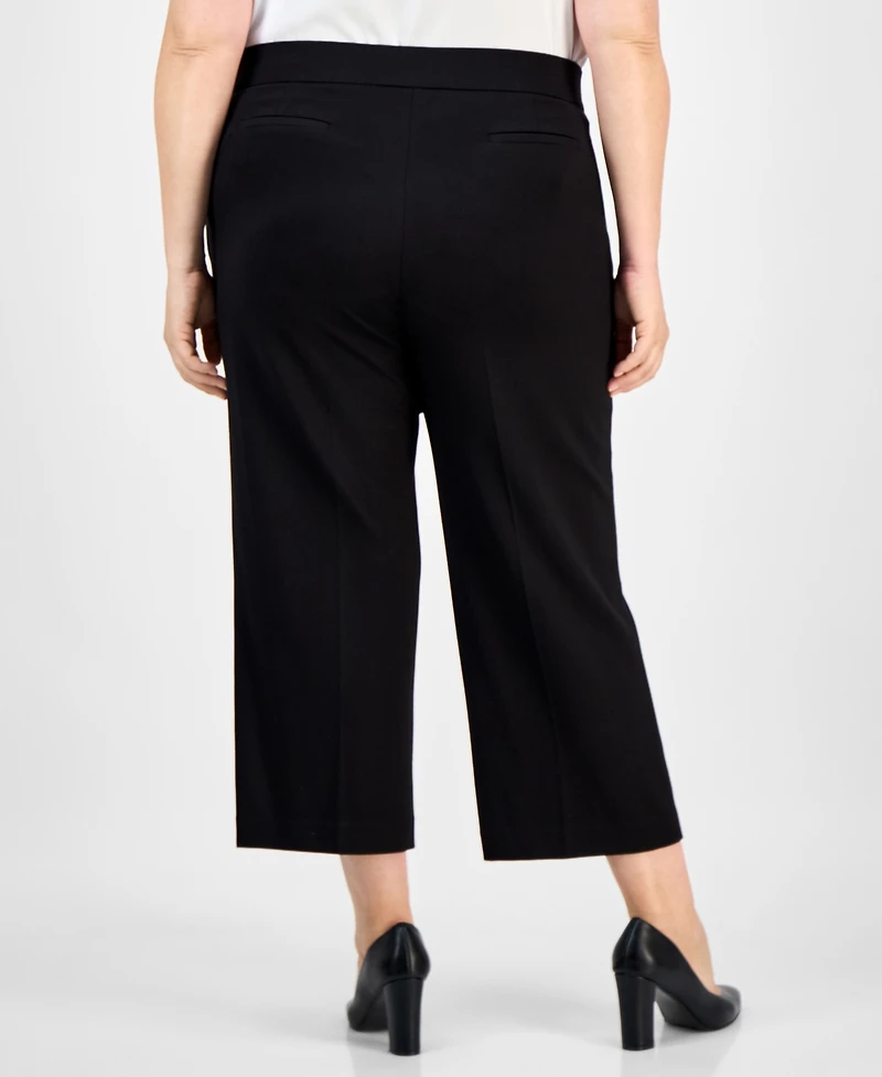 Anne Klein Plus Cropped Wide-Leg Pull-On Pants
