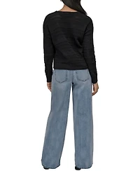 Dkny Jeans Petite Crewneck Open-Stitch Cotton Sweater