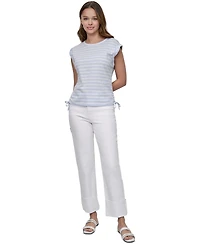 Dkny Jeans Petite Cotton Ruched Side-Tie Sleeveless Tee