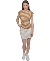 Dkny Jeans Petite Cotton Ruched Side-Tie Sleeveless Tee