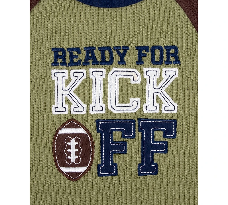 Baby Essentials Boys Ready For Kickoff Football Coverall & Cap, 2 Piece Set