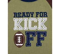 Baby Essentials Boys Ready For Kickoff Football Coverall & Cap, 2 Piece Set