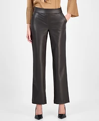Anne Klein Women's Faux-Leather Pull-On Pants