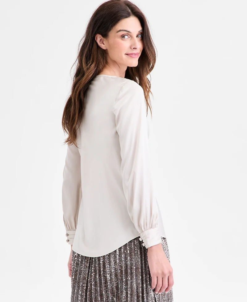 Anne Klein Women's Cowlneck Long-Sleeve Blouse