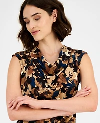 Anne Klein Women's Printed Cowl-Neck Sleeveless Top