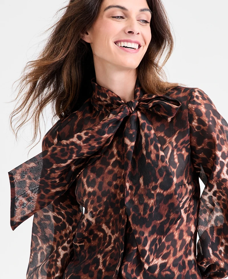 Anne Klein Women's Long-Sleeve Mock-Neck Blouse