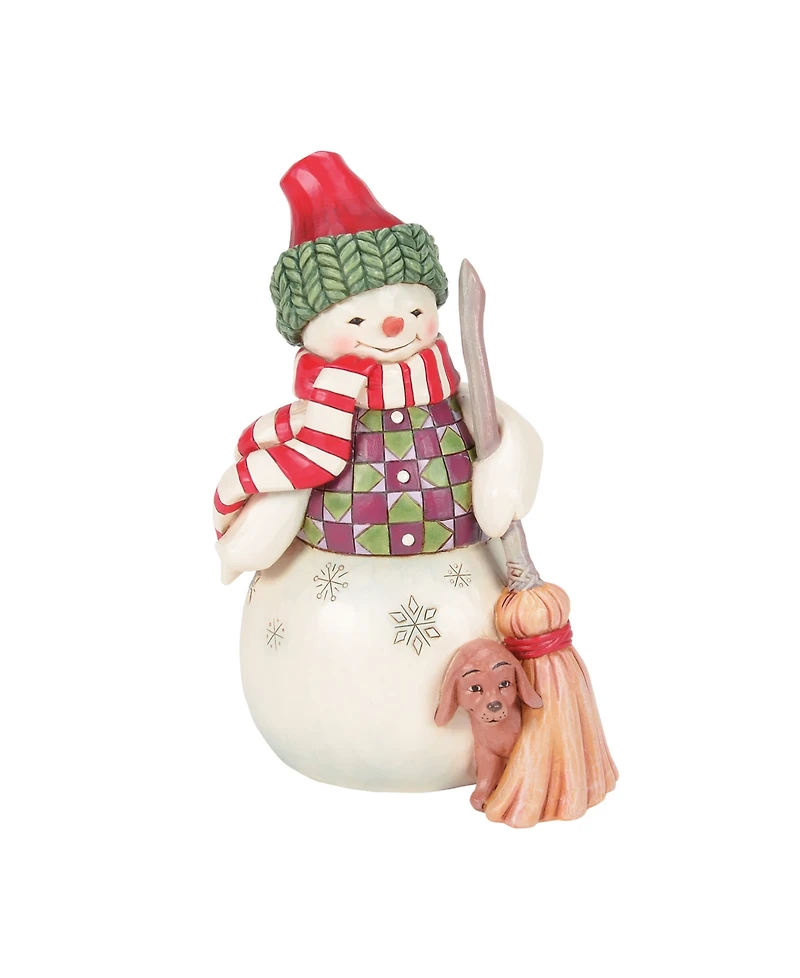 Jim Shore Snowman with Dog Peeking Figurine