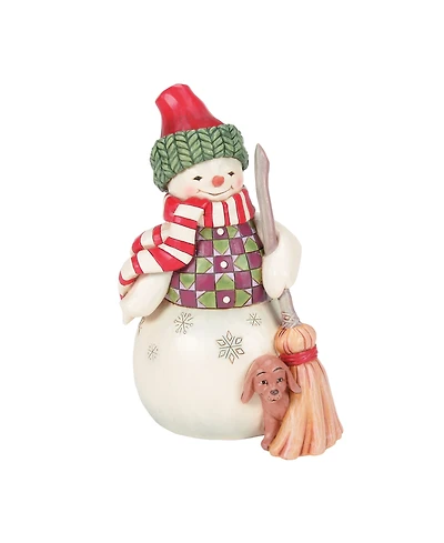 Jim Shore Snowman with Dog Peeking Figurine