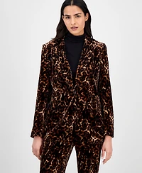 Anne Klein Women's Animal Print One-Button Blazer