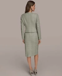 Donna Karan New York Womens Collarless Tweed Jacket Pencil Skirt