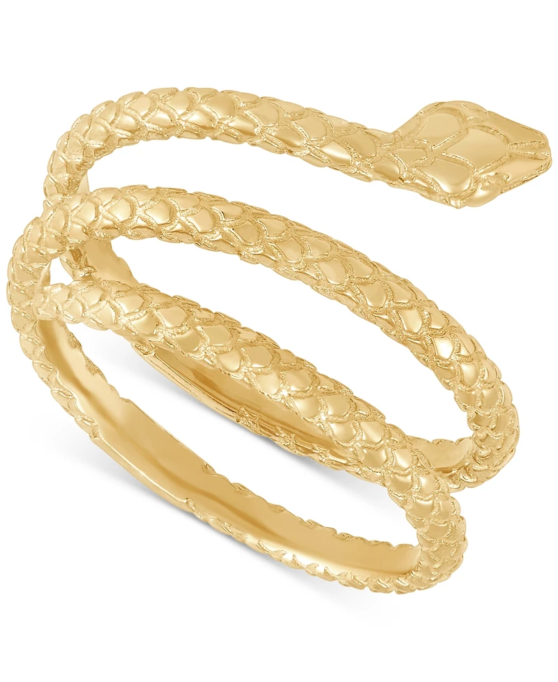 Italian Gold Textured Snake Coil Statement Ring in 10k Gold