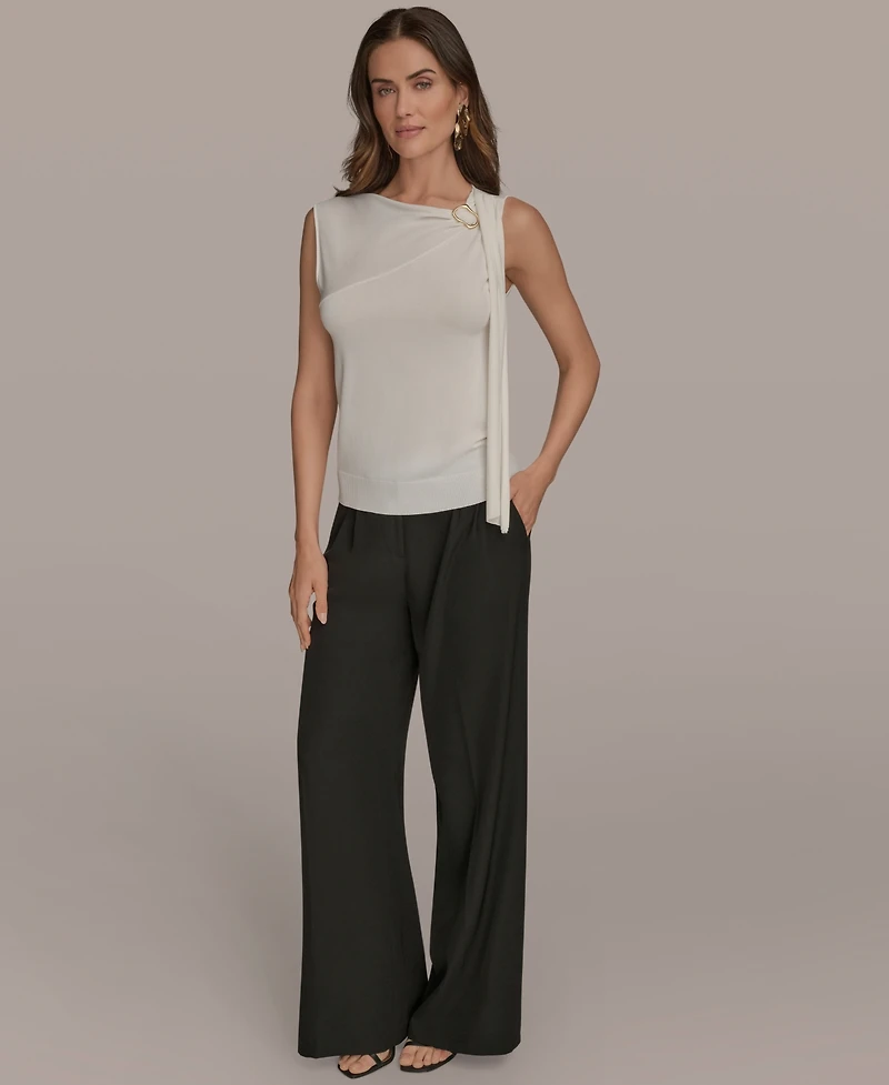 Donna Karan New York Women's Sleeveless Drape-Front Top