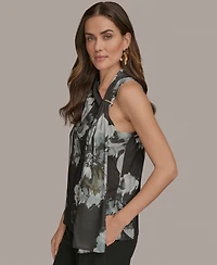 Donna Karan New York Women's Sleeveless Printed Scarf Top