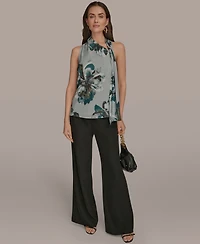 Donna Karan New York Women's Sleeveless Printed Scarf Top