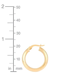 Italian Gold Groove Textured Small Hoop Earrings in 10k Gold, 0.79"