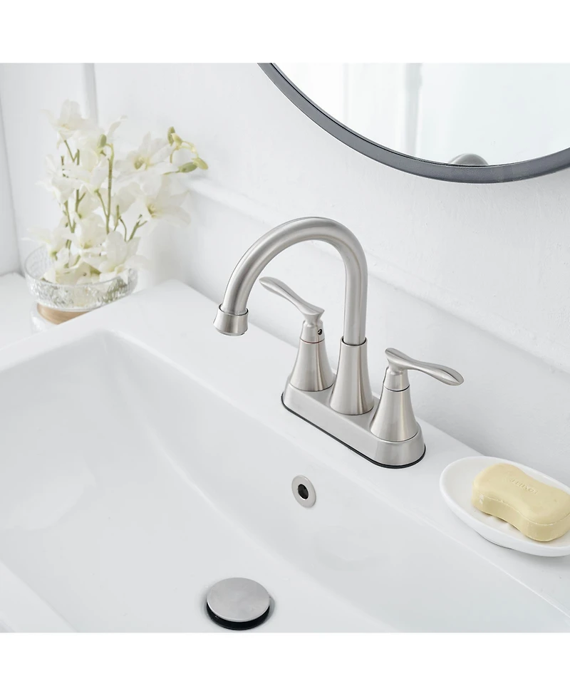 Greenspring 4 in. Centerset 2-Handle High-Arc Bathroom Faucet Brushed Nickel