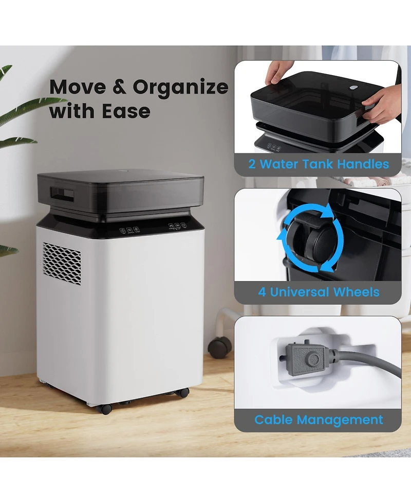 Volenca 90 Pint 6000 Sq. Ft Dehumidifier with Continuous and Auto Mode