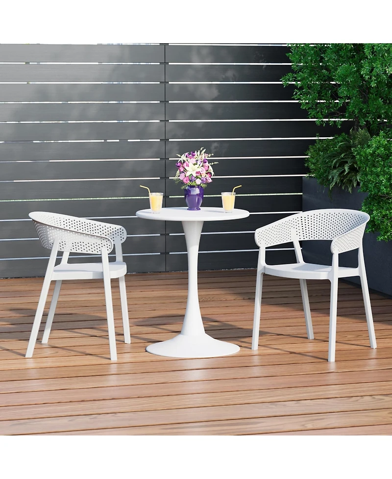 WestinTrends Outdoor Modern Stackable Plastic Resin Patio Dining Armchair (Set of 2
