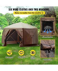 Slickblue 6-Sided Pop-Up Camping Gazebo Tent for 8 Person Waterproof Screen Shelter with Bag