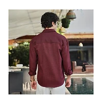 Campus Sutra Men's Wine Red Modular Solid Oversized Shirt