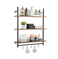 Slickblue Industrial Pipe Wall-Mounted Shelf 2 Tier Storage Rack for Kitchen and Bedroom