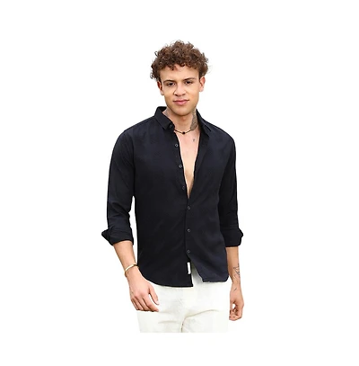 Campus Sutra Men's Midnight Black Hive-Checkered Shirt