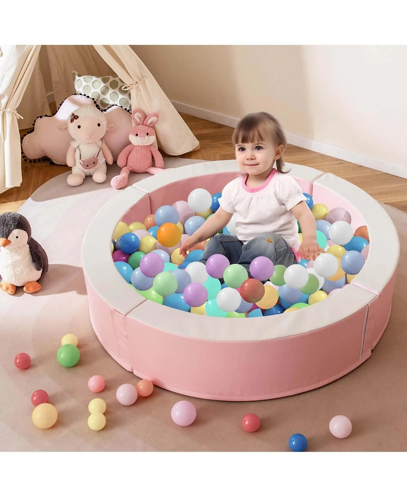 44.5" x 10" Baby Ball Pit Detachable Foam Ball Pit with 50 Colorful Ocean Balls
