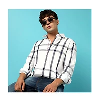 Campus Sutra Men's Tartan Plaid Button Up Shirt