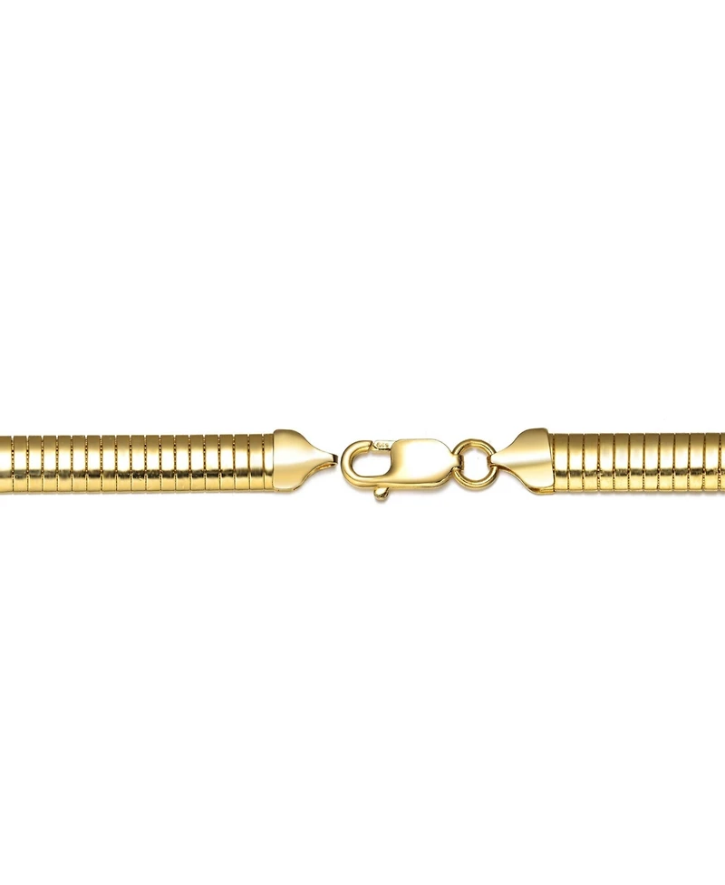 Genevive Sterling Silver 14K Gold Plating Sleek Snake Chain Bracelet with Secure Clasp