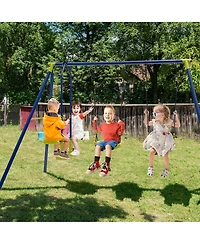 Gymax 440 lbs Swing Set 2-in-1 Kids Swing Stand w/ Two Swings & One Glider for Backyard