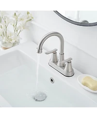 Greenspring 4 in. Centerset 2-Handle High-Arc Bathroom Faucet Brushed Nickel