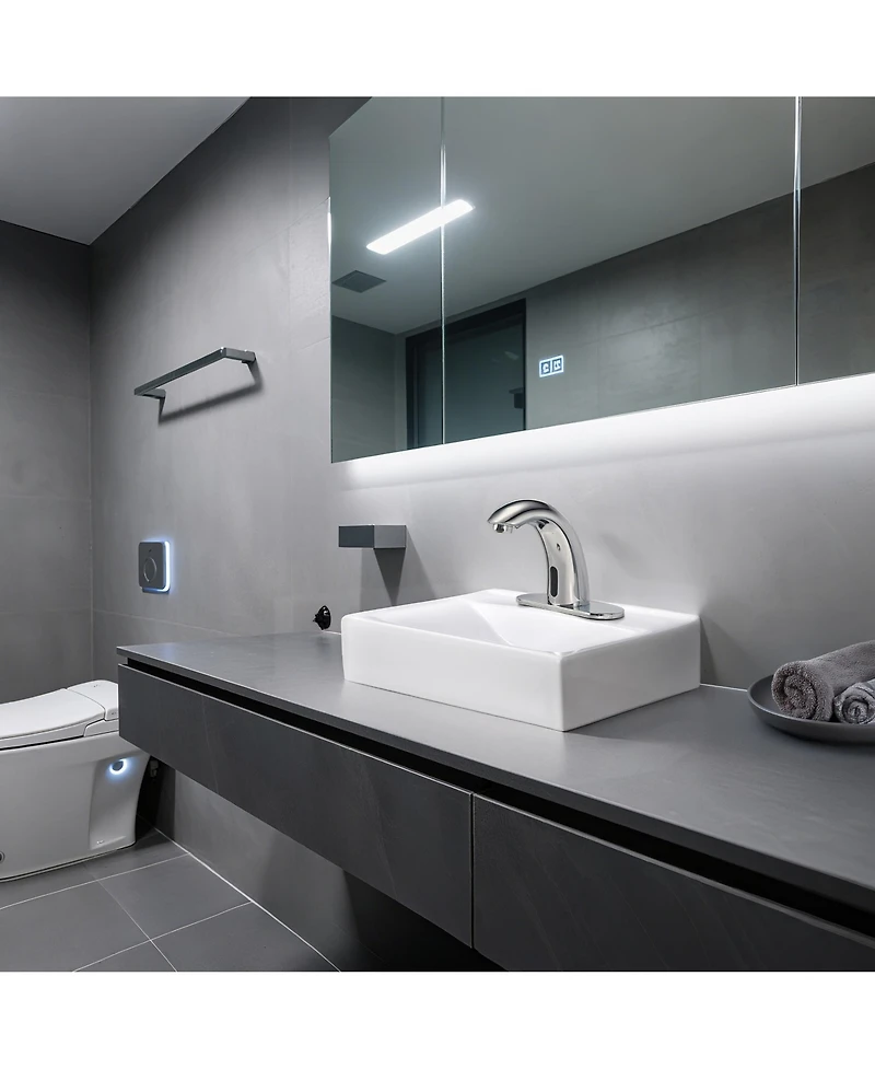 Aquaterior 5" Touchless Bathroom Faucet with Rectangle Vessel Sink Brush Chrome
