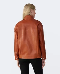 Furniq Uk Women's Leather Shirt Jacket