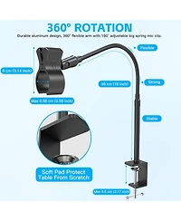 ZealSound 19-inch Microphone Stand, Flexible Gooseneck Clip Holder for Mics with 1.03"–2.59" Outer Diameter, 3/8"–5/8" Adapter, for Blue Yeti