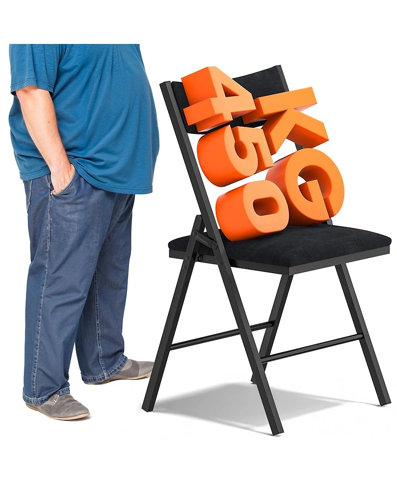 Sugift 6 Pack Velvet Padded Folding Chair Comfortable and Heavy-Duty Seating