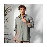 Campus Sutra Men's Ash Grey Stripe-Textured Shirt