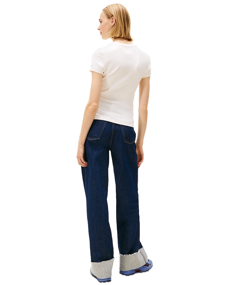 Tommy Jeans Women's Slim Western Ribbed Short-Sleeve T-Shirt